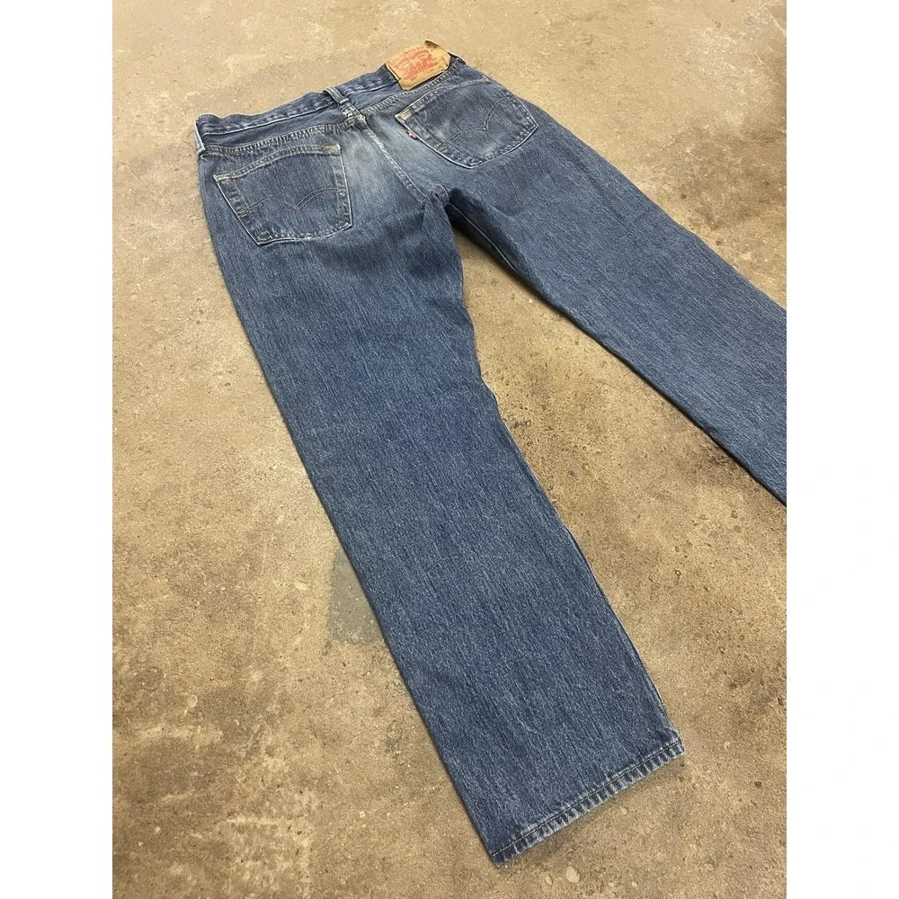 Levis‎ 501 Jeans Mens 34x29 Medium Wash Blue Denim Straight Leg Button Fly